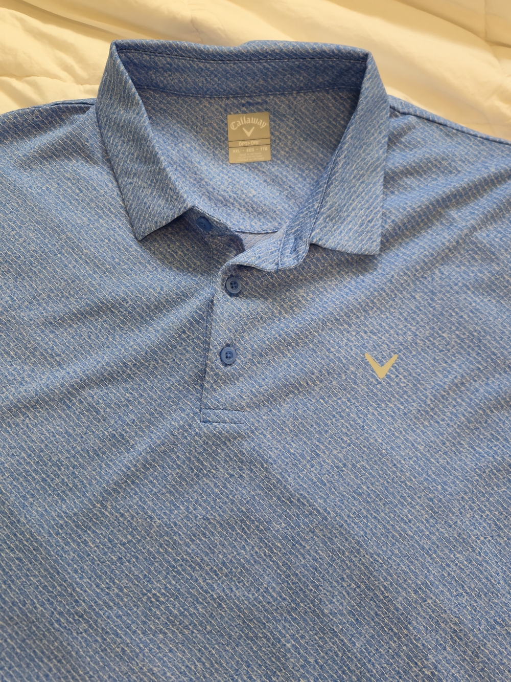 Callaway Polo Shirt Mens XXL Blue Geometric Print Opti Dri Short Sleeve Golf0887